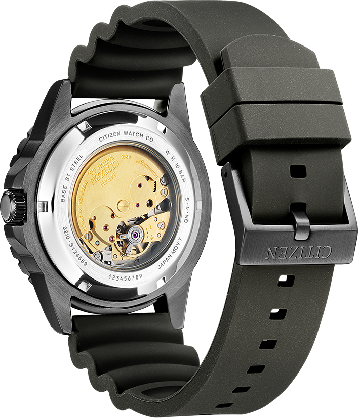 Montre Citizen NJ0125-11E Automatique Homme Cadran Noir Bracelet Silicone vue 2