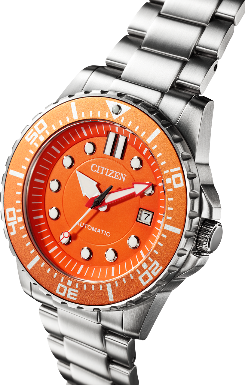Montre Citizen NJ0128-80X Automatique Sport Cadran Orange en Acier vue 2