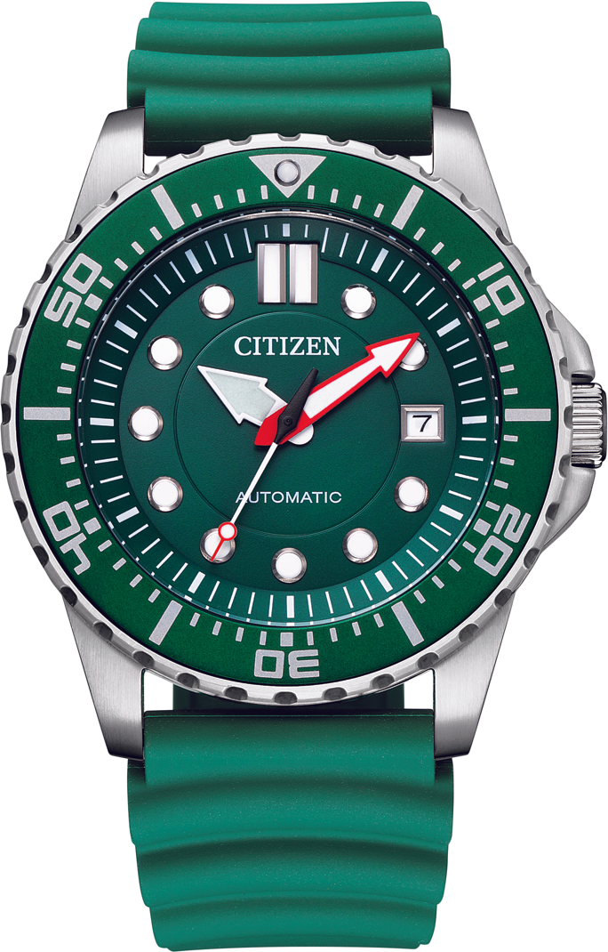 Montre Citizen NJ0129-10X Automatique Homme - Cadran Vert, Bracelet Silicone