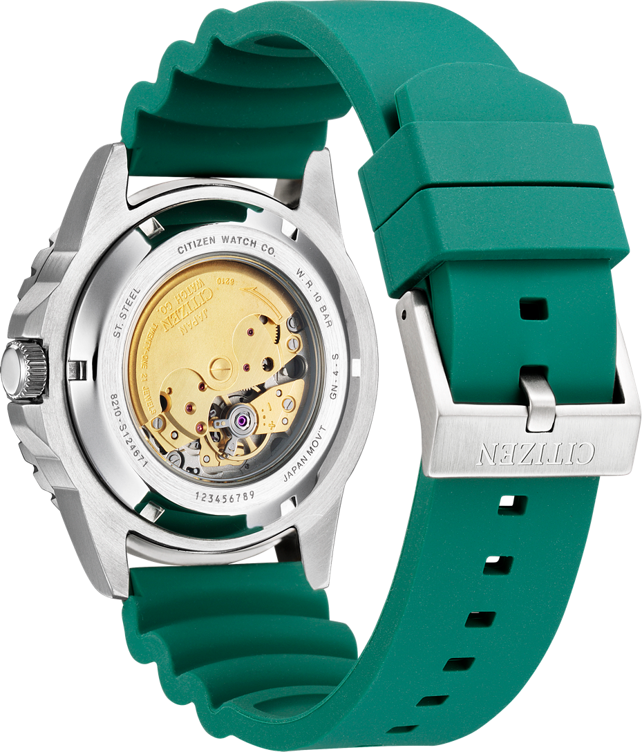 Montre Citizen NJ0129-10X Automatique Homme - Cadran Vert, Bracelet Silicone vue 2