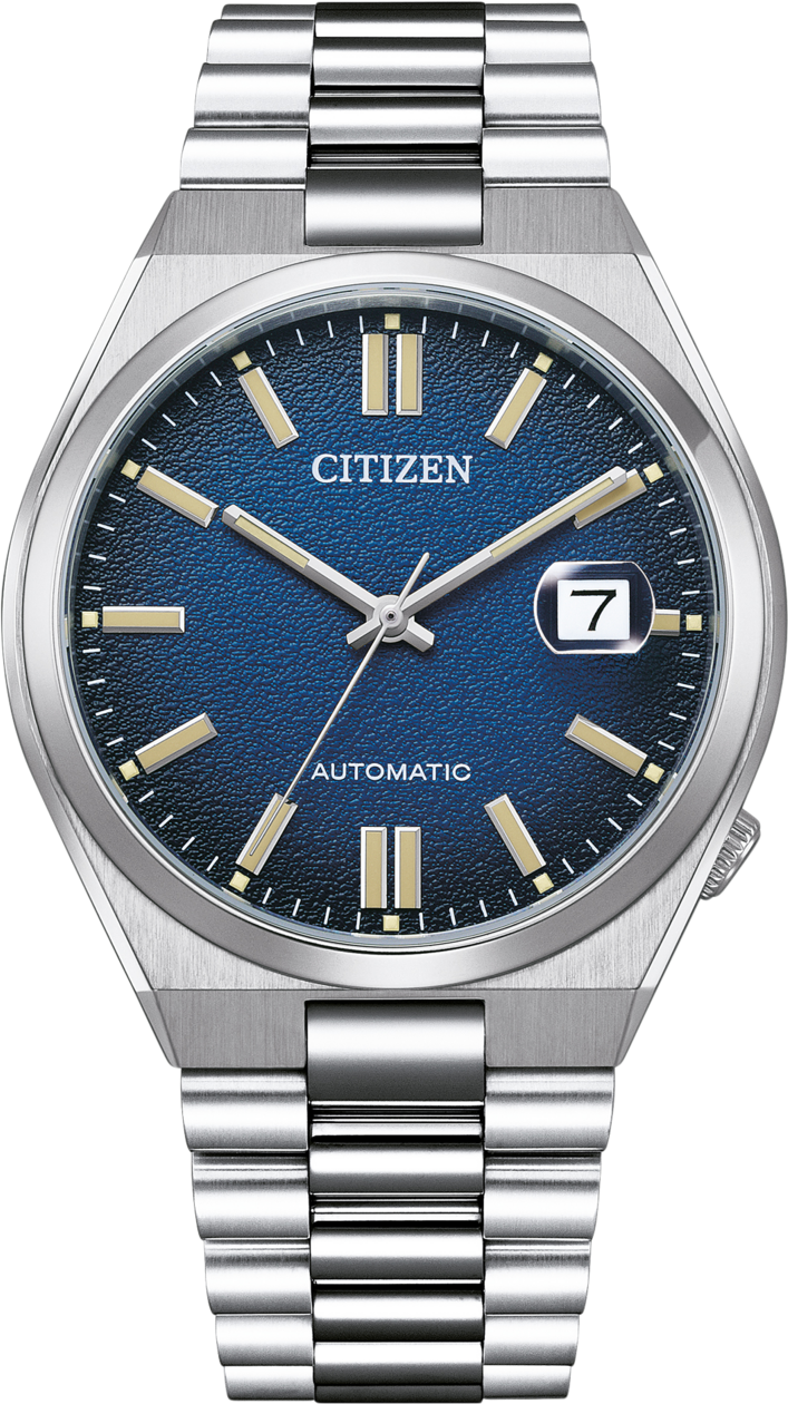 Montre Citizen Tsuyosa Automatique NJ0151-88L pour Homme, Cadran Bleu Soleillé, Acier