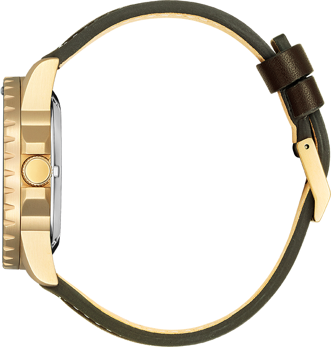 Montre Citizen Automatique NJ0173-18X Homme - Cadran Vert Soleillé, Boîtier Or Rose, Bracelet Cuir Marron vue 3