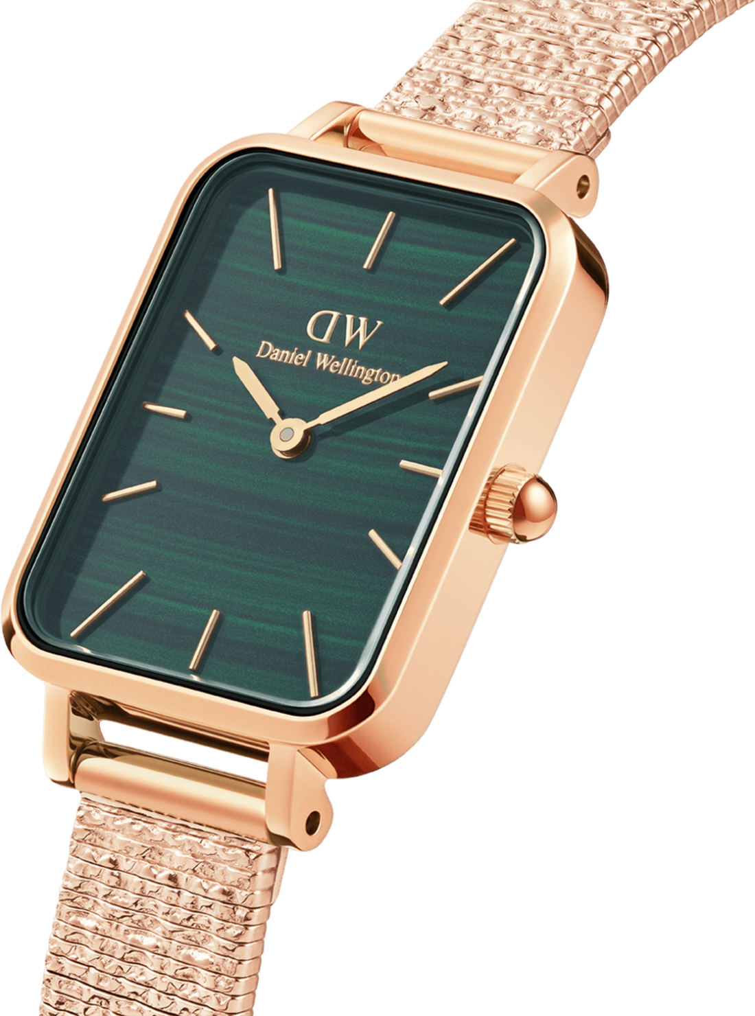 Montre Femme Daniel Wellington Quadro Pressed Ever rosegold cadran vert vue 2