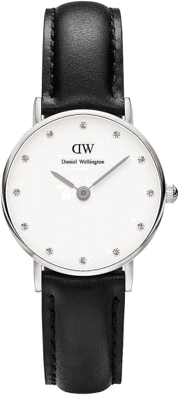 Montre Femme Daniel Wellington Classy Sheffield DW00100068 - Cadran Blanc, Bracelet Cuir Noir