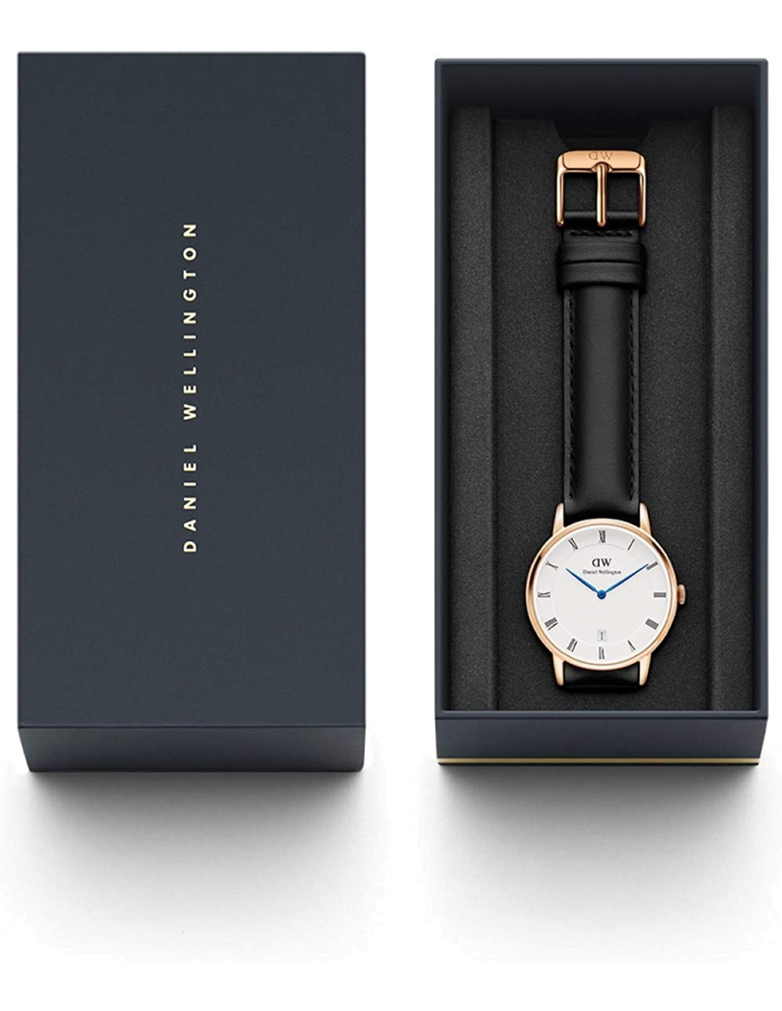 Montre Daniel Wellington Dapper 34mm DW00100092 - Boîtier Or Rose, Cadran Blanc, Bracelet Cuir Noir - Unisexe vue 3