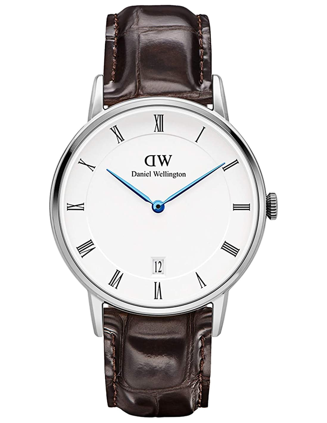 Montre Daniel Wellington DW00100097 Unisexe, Cadran Blanc, Boîtier Acier & Bracelet Cuir Marron