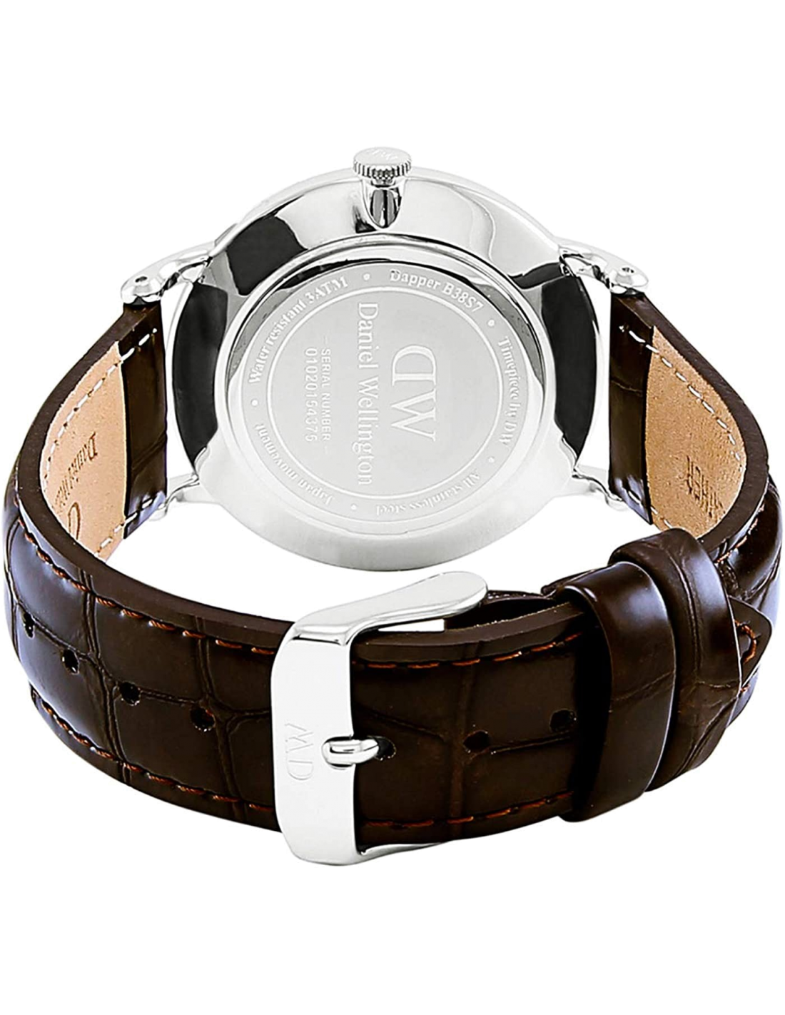 Montre Daniel Wellington DW00100097 Unisexe, Cadran Blanc, Boîtier Acier & Bracelet Cuir Marron vue 2