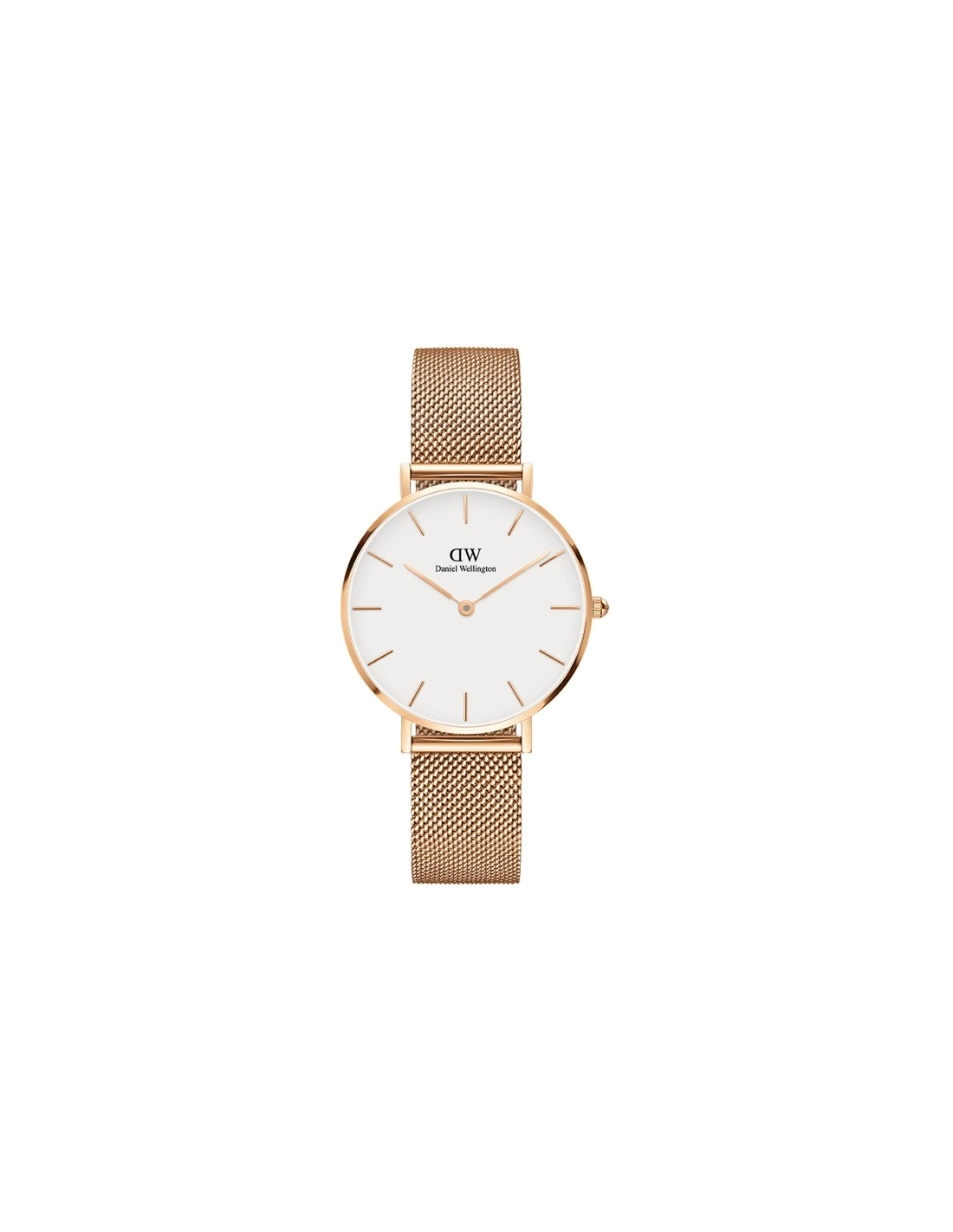 Montre Femme Daniel Wellington Petite Melrose DW00100163, Cadran Blanc, Maille Milanaise Or Rose