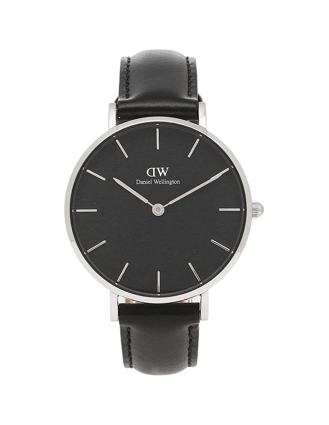 Montre Femme Daniel Wellington DW00100180 Classic Sheffield - Cadran Noir, Boîtier Argenté 32mm, Bracelet Cuir Noir