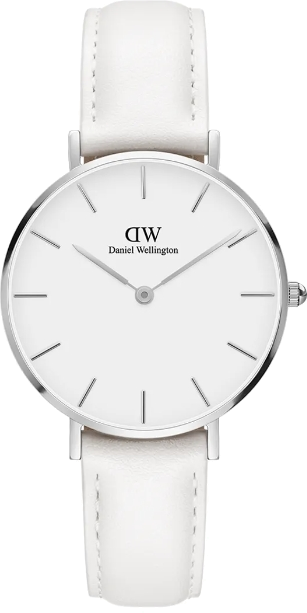 Montre Femme Daniel Wellington Classic Petite Bondi 32mm DW00100190 Cadran Blanc Bracelet Cuir Blanc