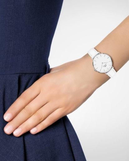 Montre Femme Daniel Wellington Classic Petite Bondi 32mm DW00100190 Cadran Blanc Bracelet Cuir Blanc vue 4