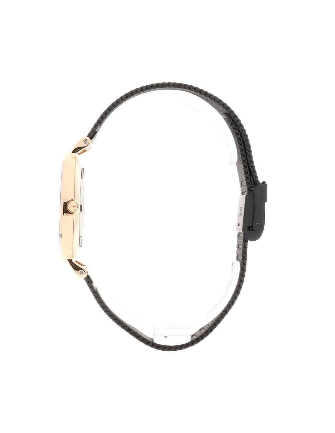 Montre Daniel Wellington DW00100201 Classic Petite Ashfield 32 mm, cadran noir, bracelet maille milanaise noir, boîtier or rose vue 2