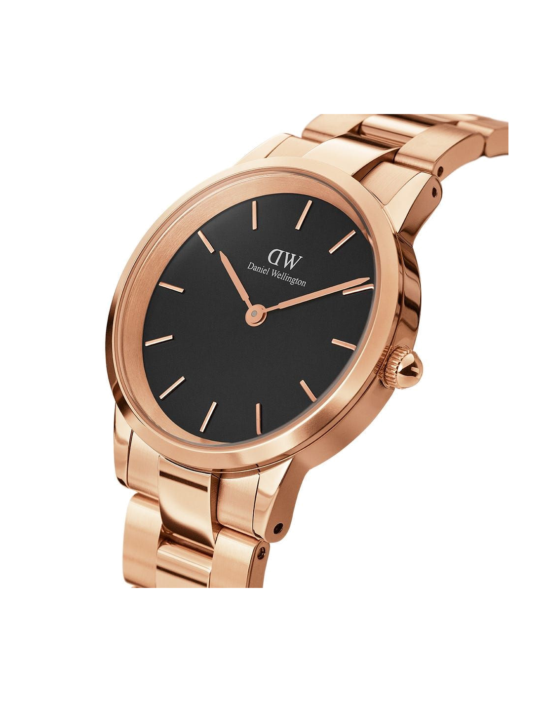 Montre Femme Daniel Wellington DW00100212 Iconic Link - Cadran Noir, Boîtier et Bracelet Acier Or Rose 32mm vue 2
