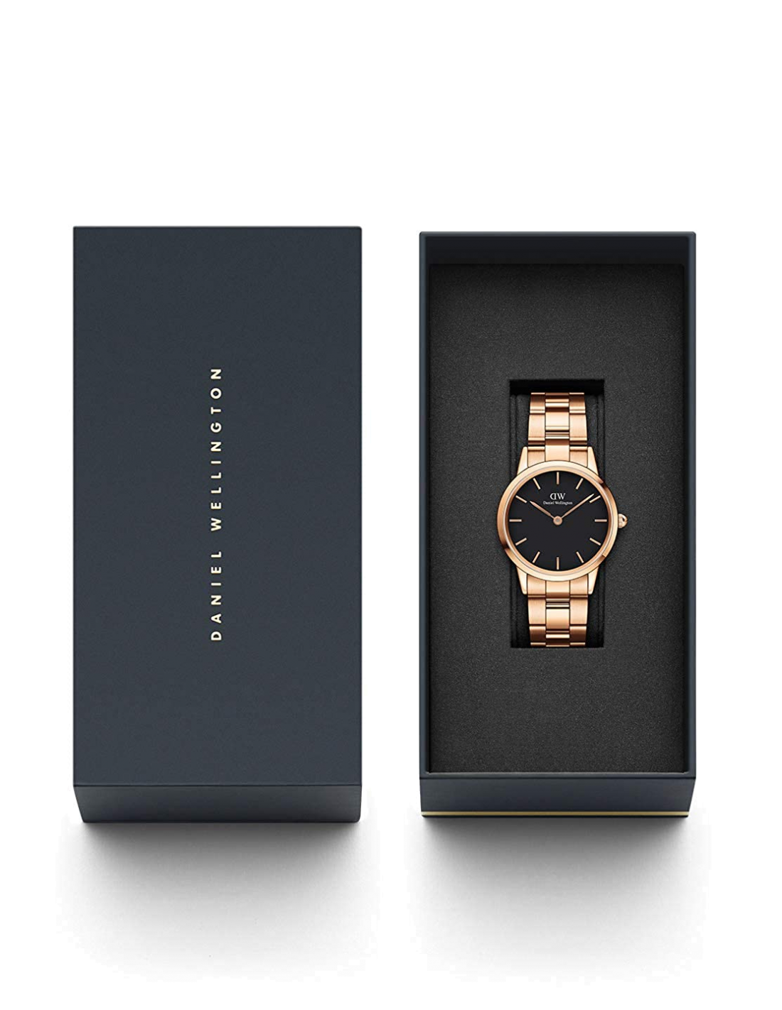 Montre Femme Daniel Wellington DW00100212 Iconic Link - Cadran Noir, Boîtier et Bracelet Acier Or Rose 32mm vue 4
