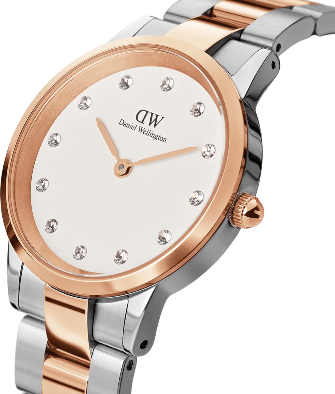 Montre Femme Daniel Wellington Iconic Link Lumine 32mm, Cadran Blanc, Bracelet Argent et Or Rose - Réf. DW00100358 vue 2