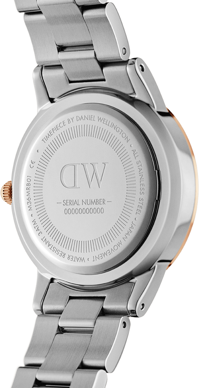 Montre Femme Daniel Wellington Iconic Link Lumine 28mm - Cadran blanc, bracelet argent et or rose - DW00100359 vue 4