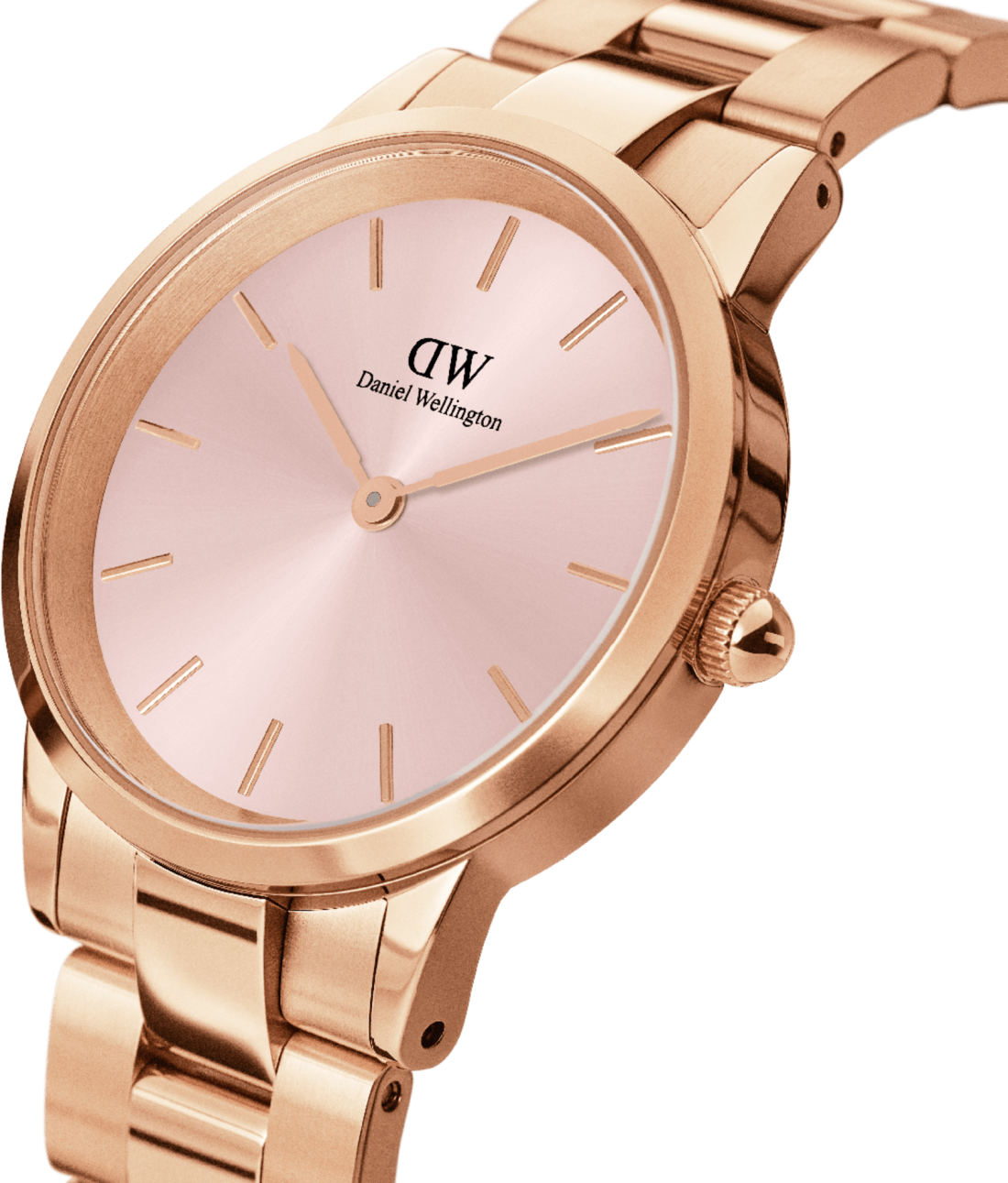 Montre Femme Daniel Wellington Iconic Link 28mm DW00100370, Cadran et Bracelet Acier Or Rose vue 2