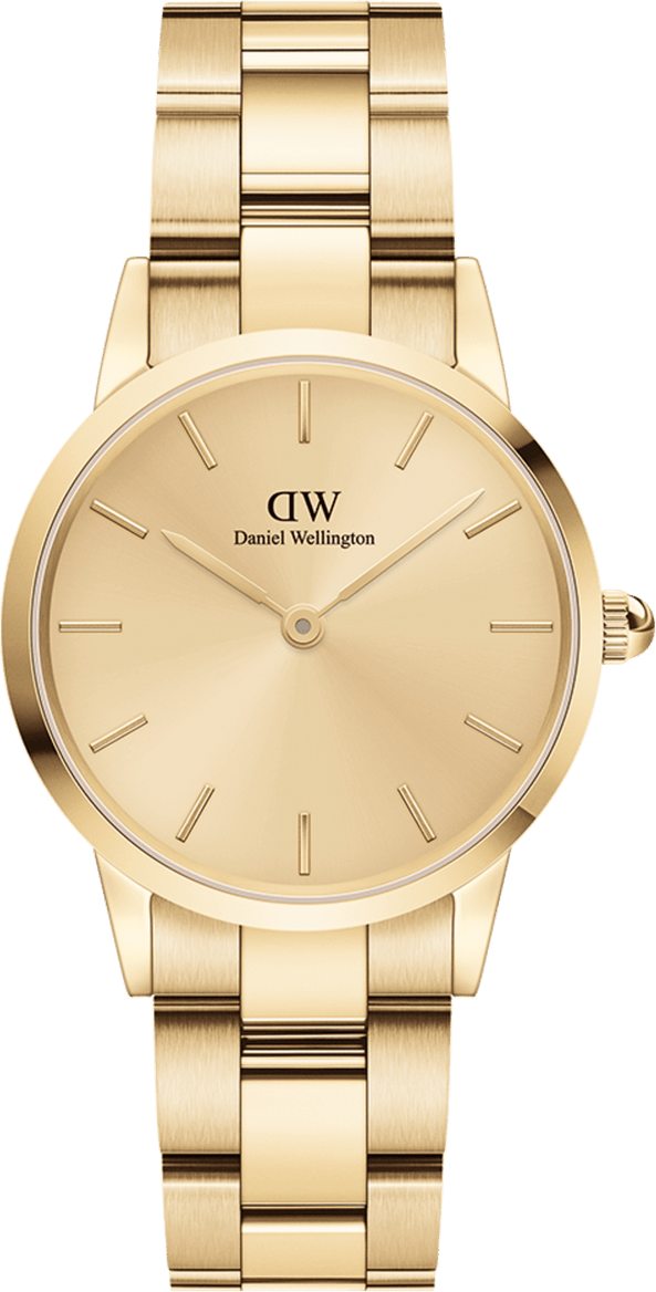 Montre Femme Daniel Wellington DW00100403 Iconic Link 28mm Cadran Doré Acier Plaqué Or Jaune
