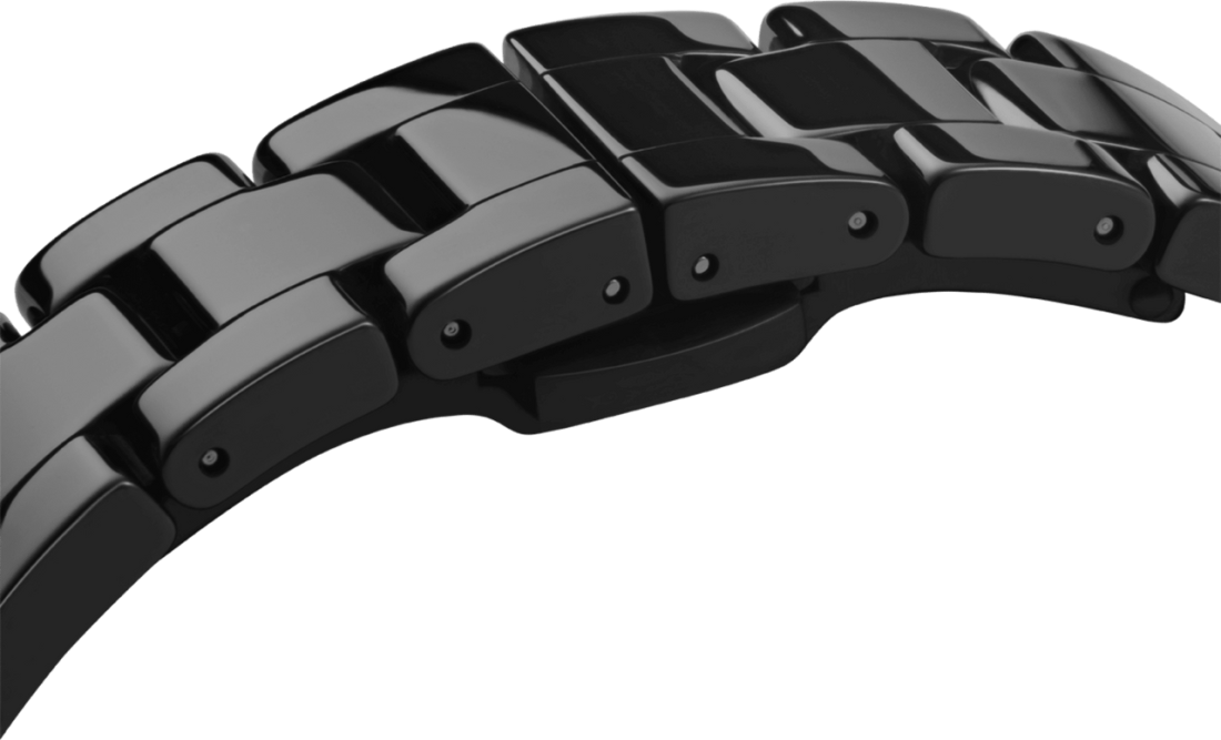 Montre Femme Daniel Wellington Iconic Link Ceramic 32mm DW00100414, boîtier et bracelet céramique noire vue 4