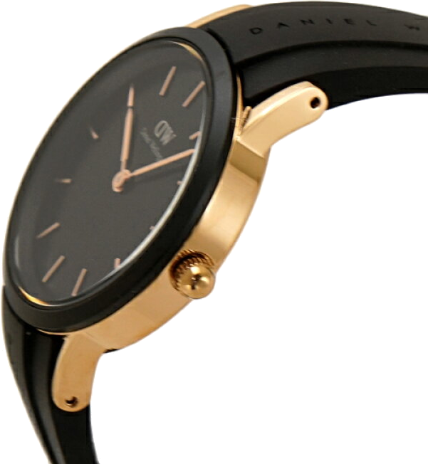 Montre Daniel Wellington DW00100426 Iconic Link 32mm, Cadran Noir, Boîtier Or Rose, Bracelet Silicone Noir - Pour Femme vue 2