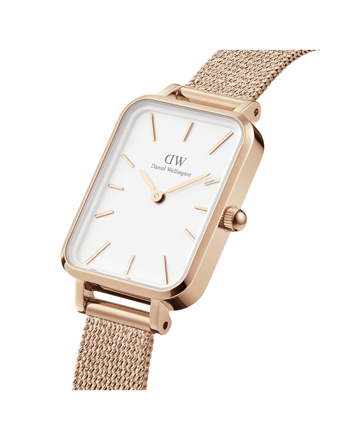 Montre Daniel Wellington DW00100431 Quadro Rectangulaire Maille Milanaise Or Rose vue 2