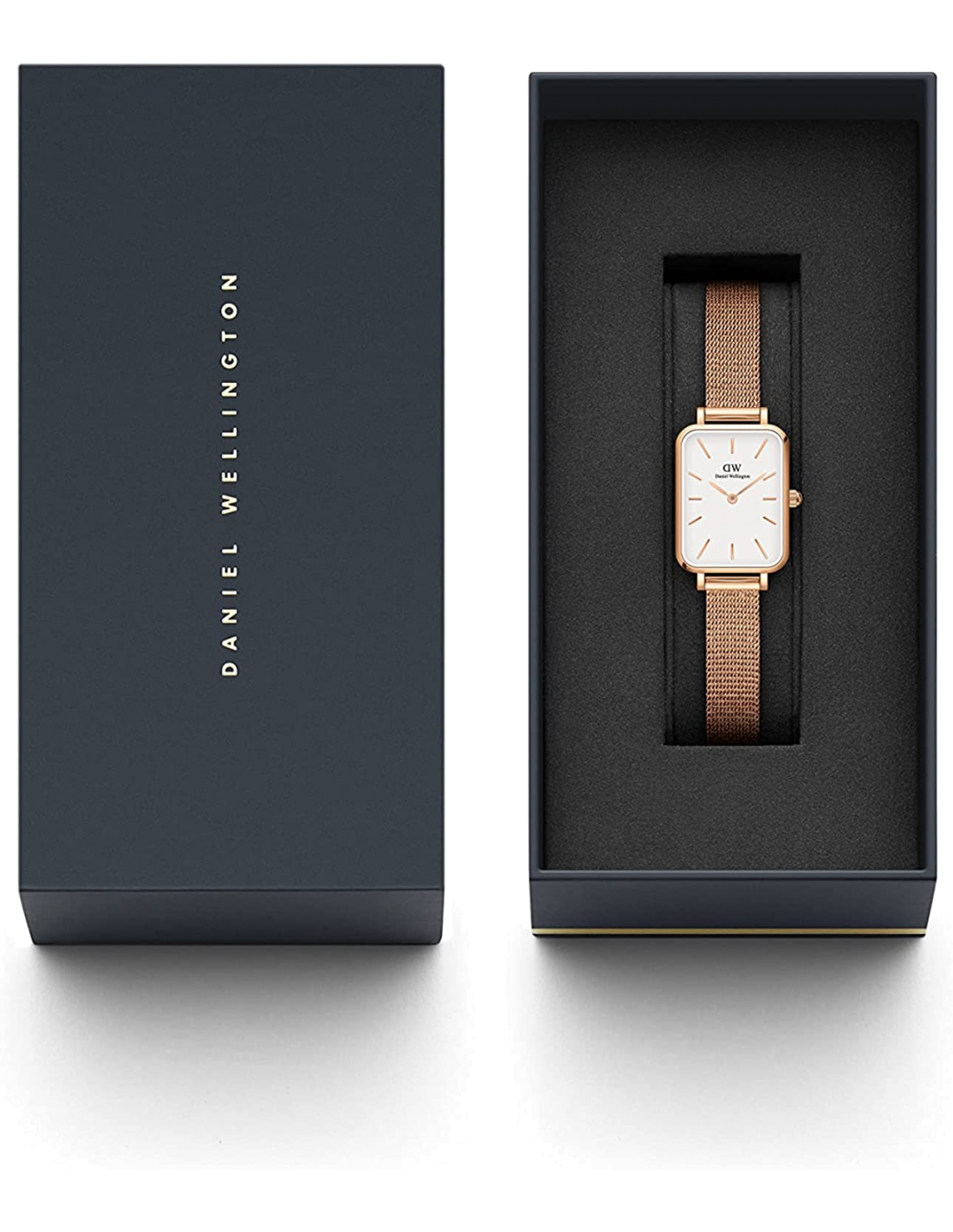 Montre Daniel Wellington DW00100431 Quadro Rectangulaire Maille Milanaise Or Rose vue 3