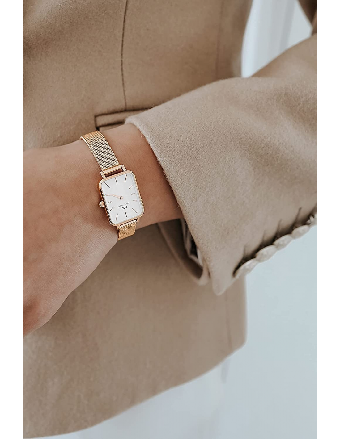 Montre Daniel Wellington DW00100431 Quadro Rectangulaire Maille Milanaise Or Rose vue 4