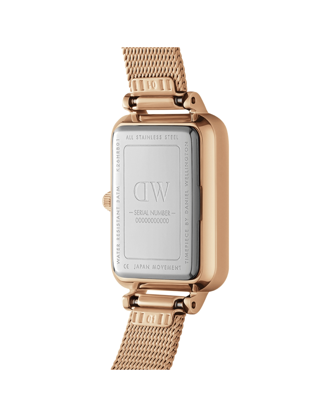 Montre Daniel Wellington DW00100432 Quadro Rectangulaire Maille Or Rose vue 3