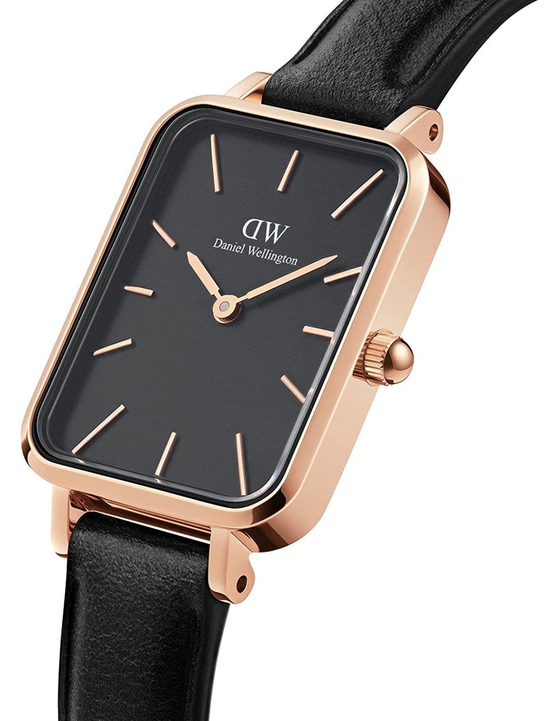 Montre Femme Daniel Wellington Quadro Sheffield DW00100435 - Cadran Noir, Boîtier Or Rose, Bracelet Cuir vue 2