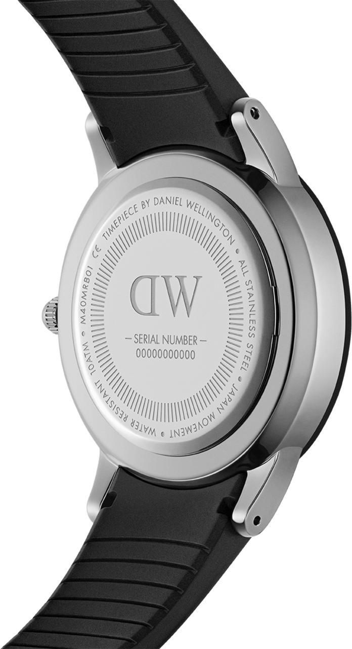 Montre Homme Daniel Wellington DW00100436 Iconic Motion, Cadran Noir, Boîtier Argent, Bracelet Silicone Noir vue 4