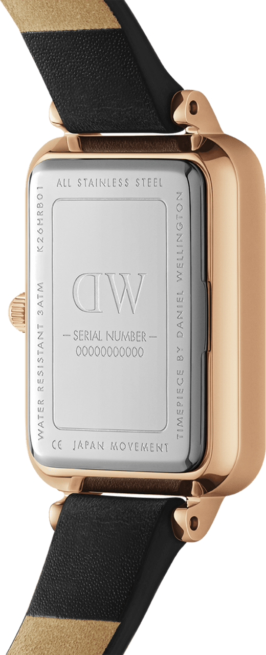 Montre Femme Daniel Wellington DW00100449 Boîtier Rectangulaire Or Rose, Cadran Noir, Bracelet Cuir vue 3