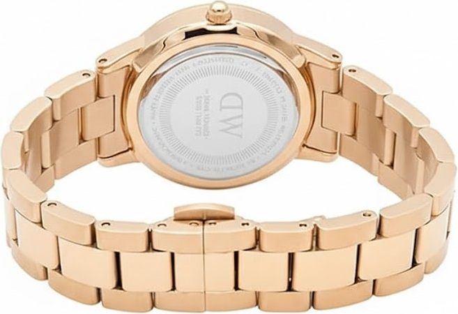 Montre Daniel Wellington Iconic Link DW00100463 pour Femme - Cadran Marron, Bracelet Acier Or Rose vue 3