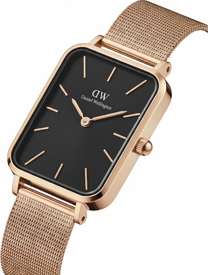Montre Daniel Wellington DW00100466 Quadro Pressed Melrose Cadran Noir Onyx et Or Rose vue 2