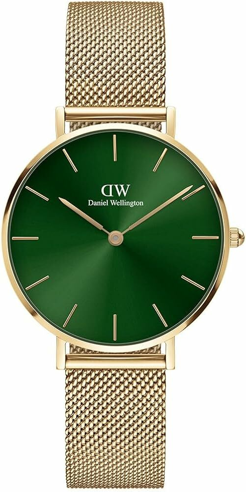 Daniel Wellington Petite Emerald DW00100479 - Montre femme 28mm cadran vert or maille milanaise