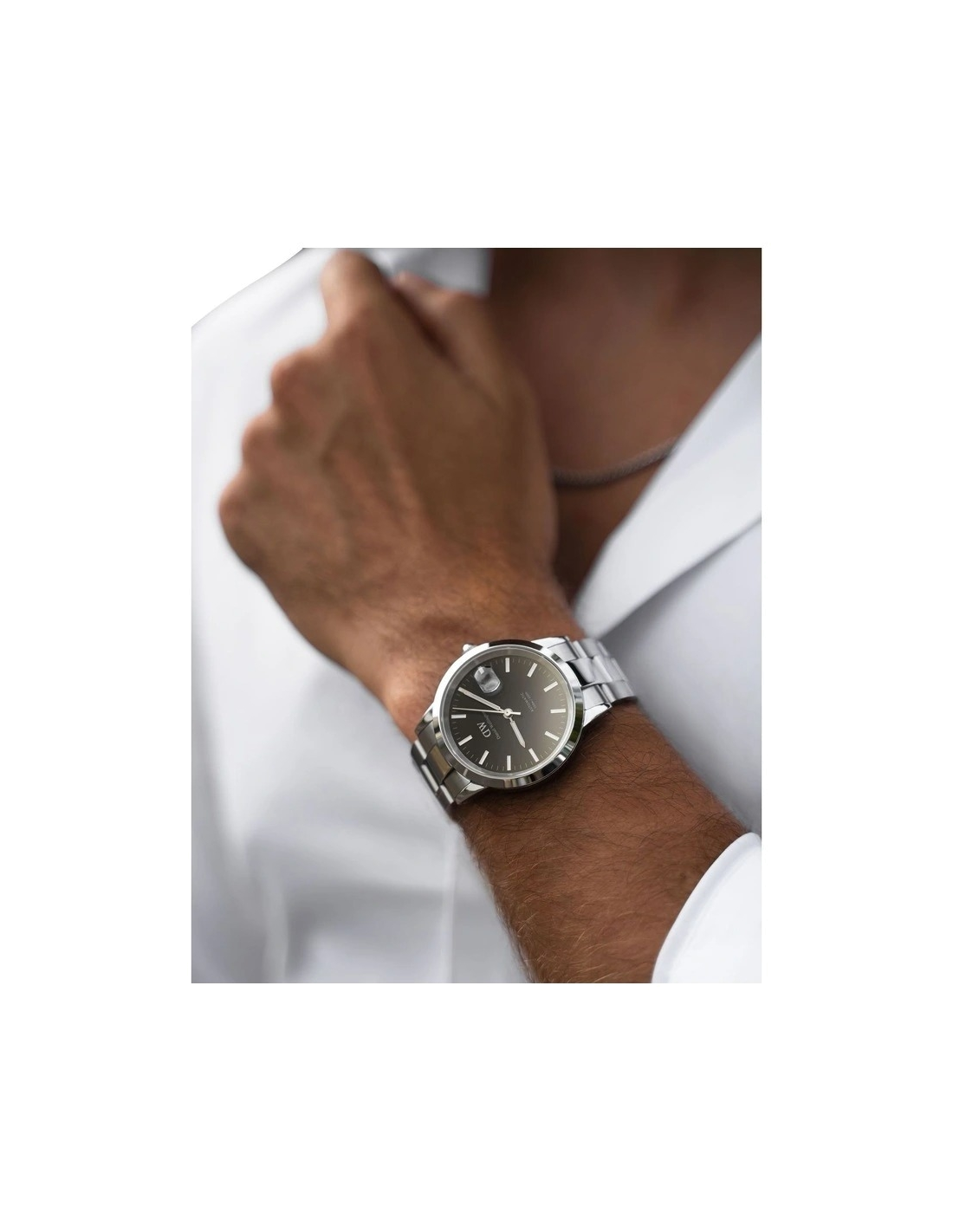 Montre Daniel Wellington DW00100482 Iconic Link Automatique 40mm - Boîtier et bracelet acier argent, cadran noir vue 5