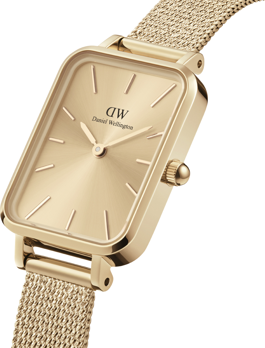 Montre Femme Daniel Wellington DW00100485 Quadro Rectangulaire Or Rose Maille Acier vue 2