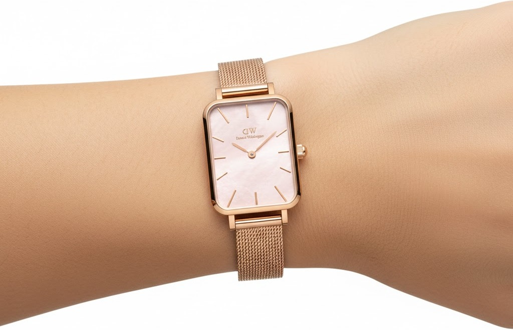 Daniel Wellington DW00100510 - Montre Femme Cadran Nacre Rose & Bracelet Or Rose vue 4