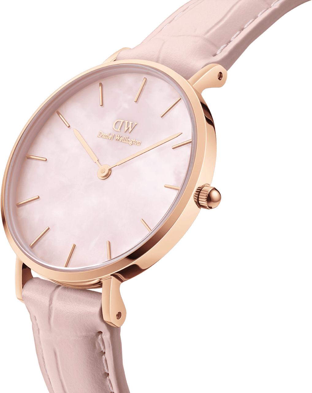 Montre Femme Daniel Wellington Petite Rouge DW00100511 - Boîtier Or Rose 28mm, Cadran Nacre Rose, Bracelet Cuir vue 2