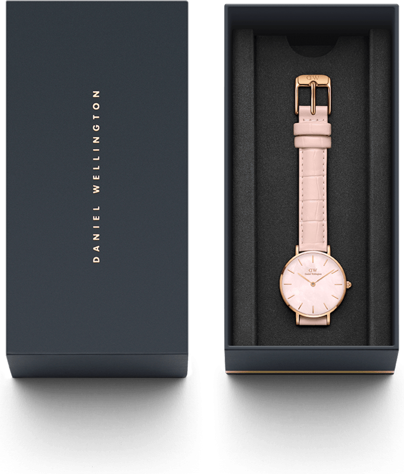 Montre Femme Daniel Wellington Petite Rouge DW00100511 - Boîtier Or Rose 28mm, Cadran Nacre Rose, Bracelet Cuir vue 4
