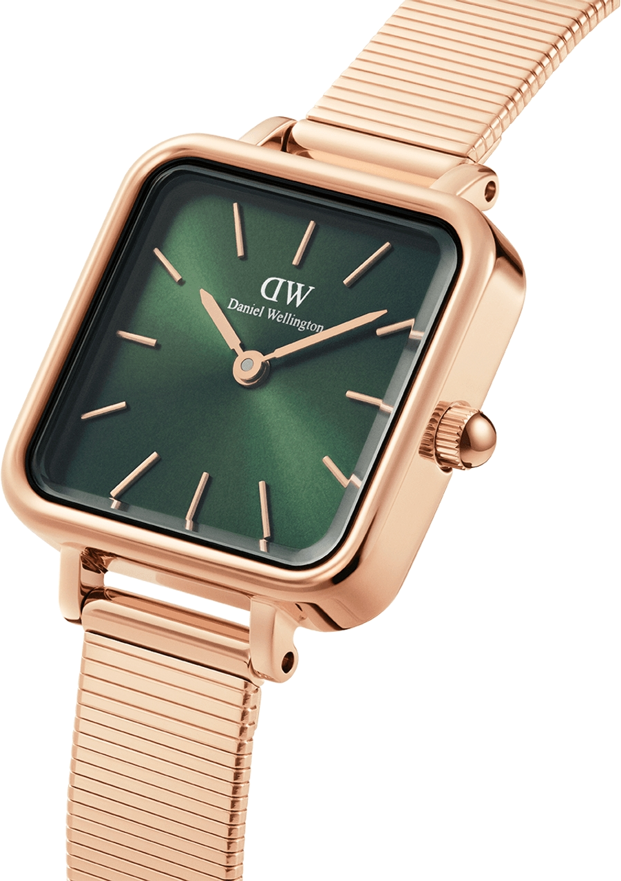 Montre Femme Daniel Wellington DW00100519 Quadro Studio - Boîtier Carré Or Rose, Cadran Vert vue 2