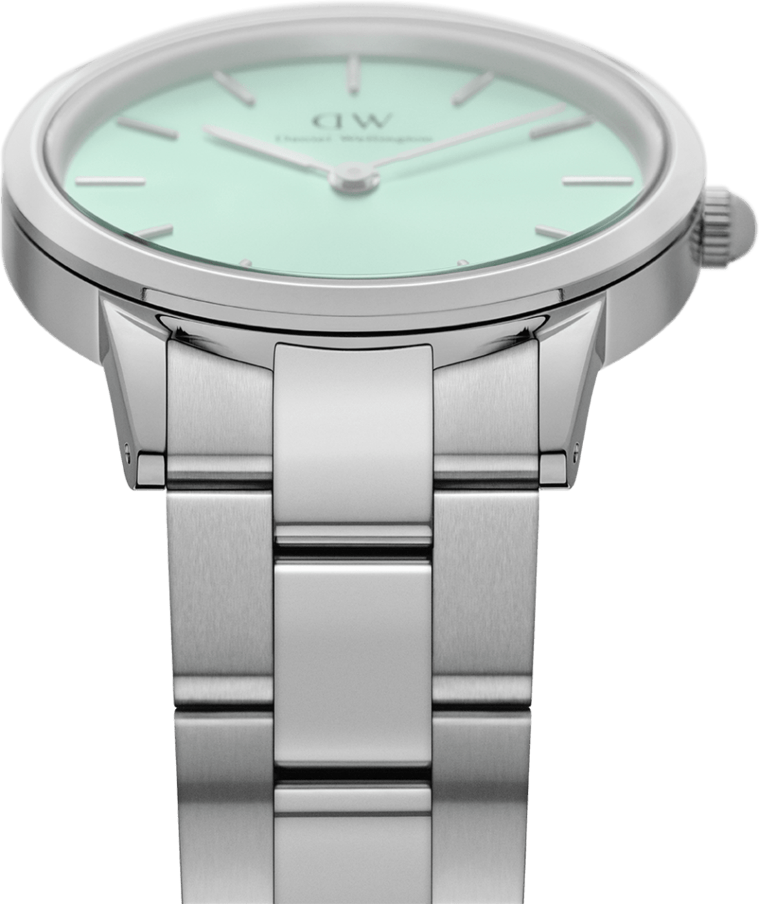 Montre Daniel Wellington DW00100537 Iconic Link Mint vert pastel 28mm en acier poli vue 3