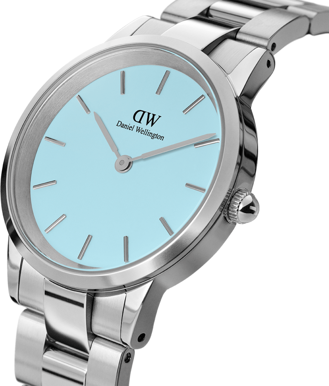 Montre Daniel Wellington DW00100540 Iconic Link, cadran bleu pastel Capri 28mm, bracelet acier poli pour femme vue 2