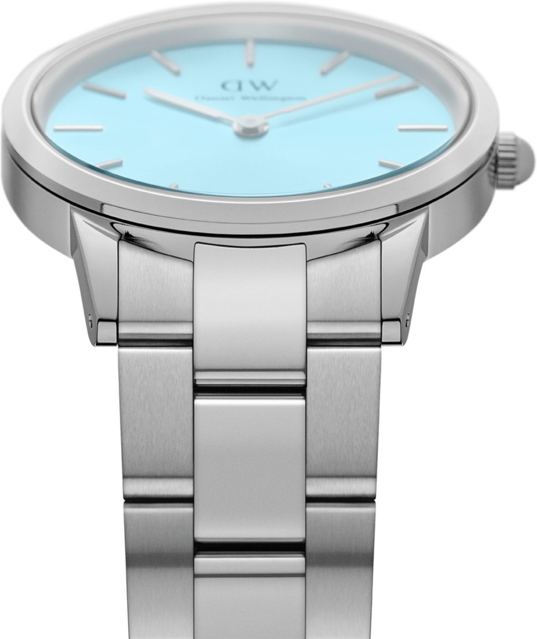 Montre Daniel Wellington DW00100540 Iconic Link, cadran bleu pastel Capri 28mm, bracelet acier poli pour femme vue 3