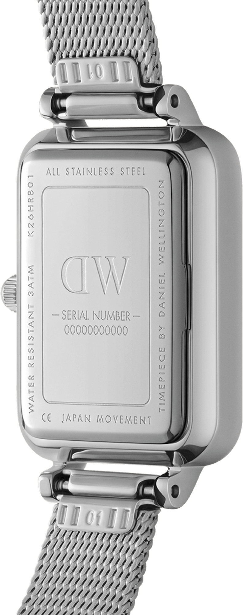 Montre Daniel Wellington Quadro Pressed Piano DW00100580 Rectangulaire en métal gris vue 3