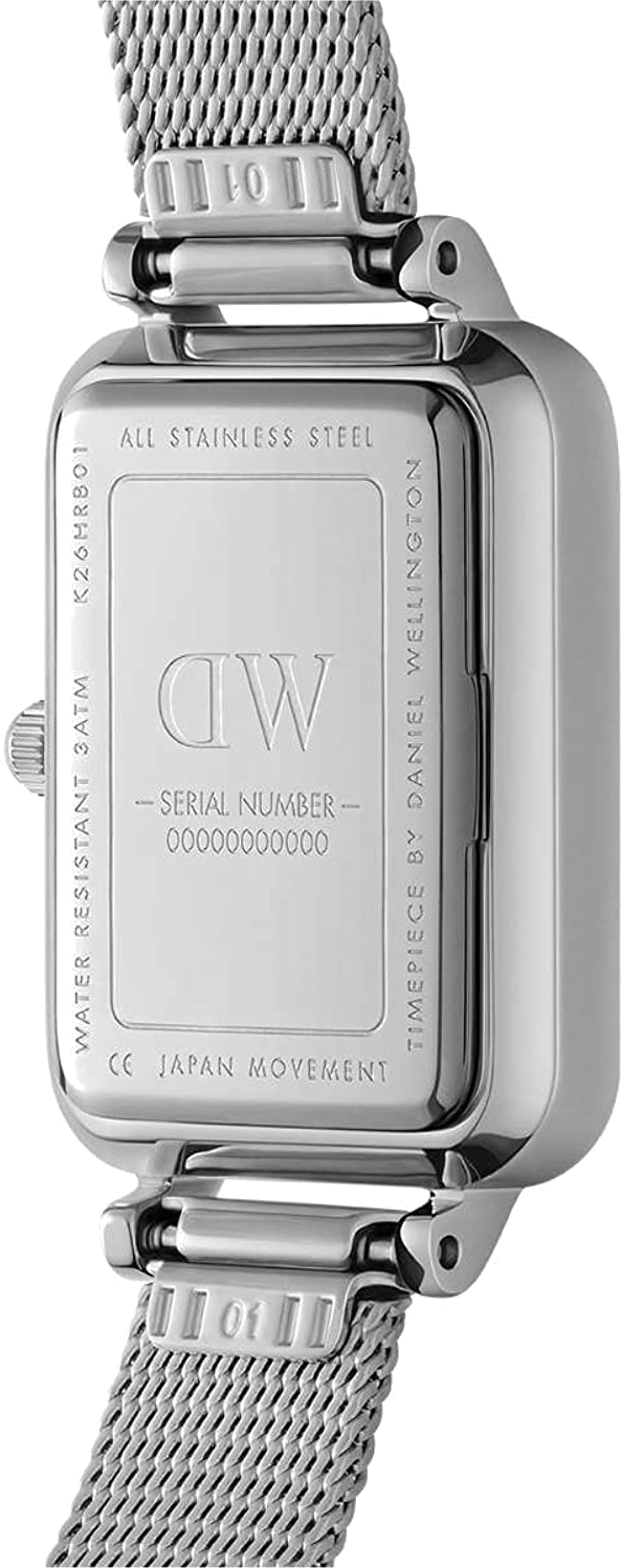 Montre Femme Daniel Wellington Quadro Lumine Pressed Sterling DW00100597 - Cadran Blanc, Boîtier Argent, Maille Milanaise vue 2