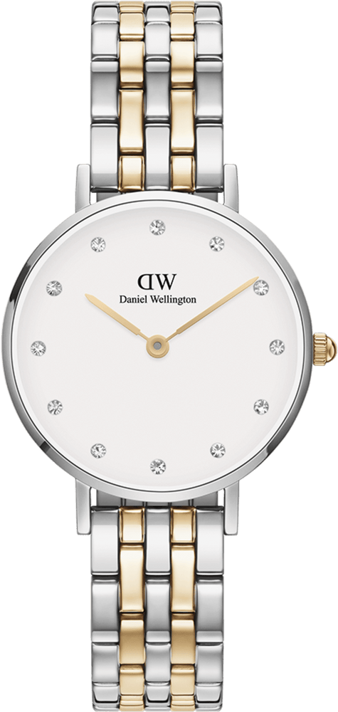 Montre Femme Daniel Wellington Petite Lumine DW00100616, Cadran Blanc, Bracelet Bicolore Argent et Or