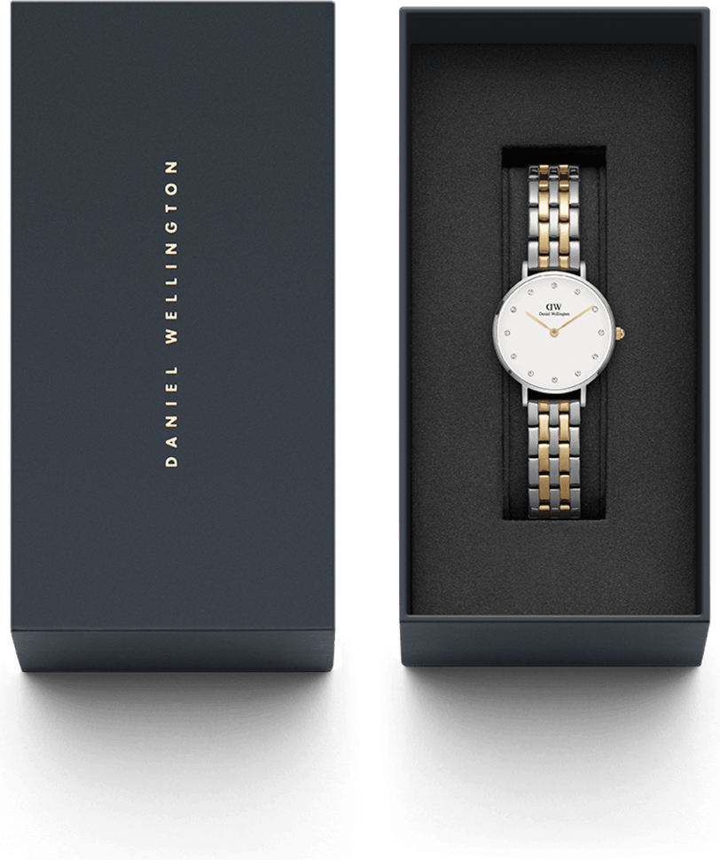 Montre Femme Daniel Wellington Petite Lumine DW00100616, Cadran Blanc, Bracelet Bicolore Argent et Or vue 4