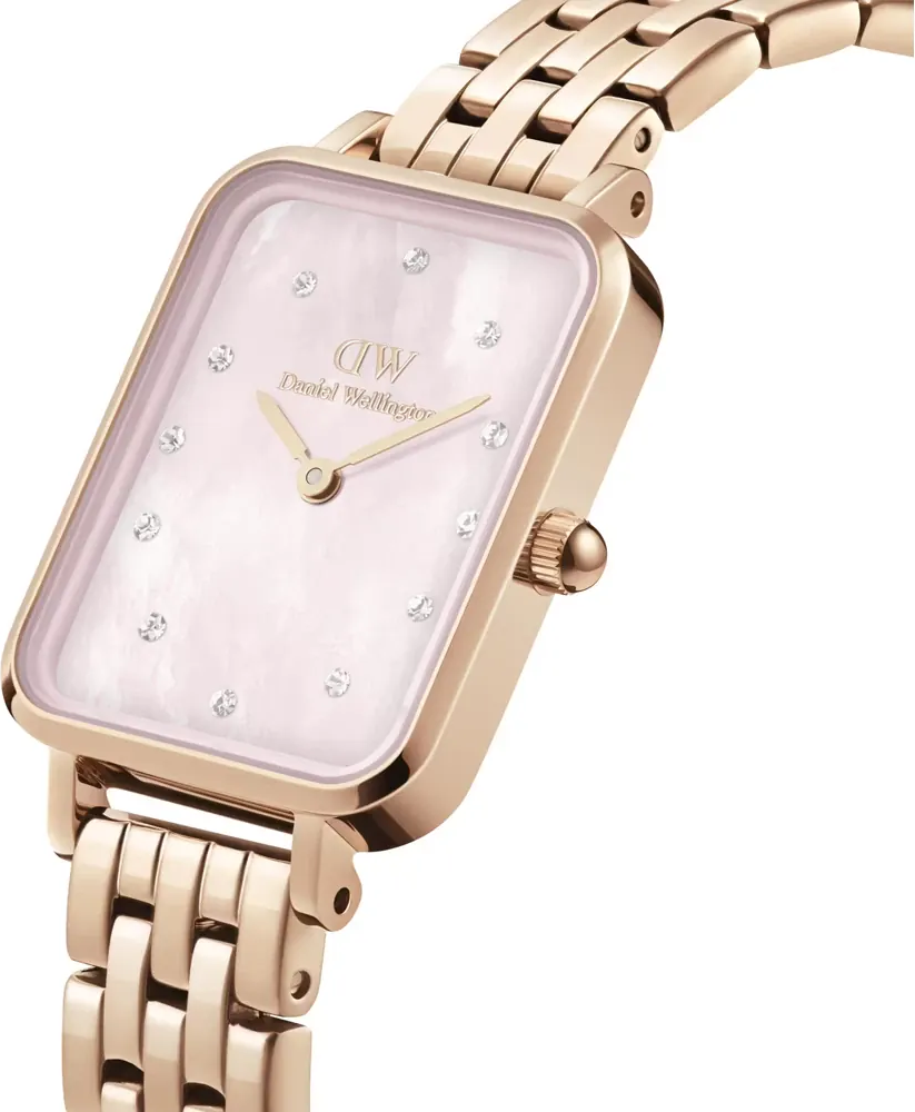 Montre Femme Daniel Wellington DW00100621 Cadran Rectangulaire Rose Nacre, Boîtier et Bracelet Or Rose vue 2