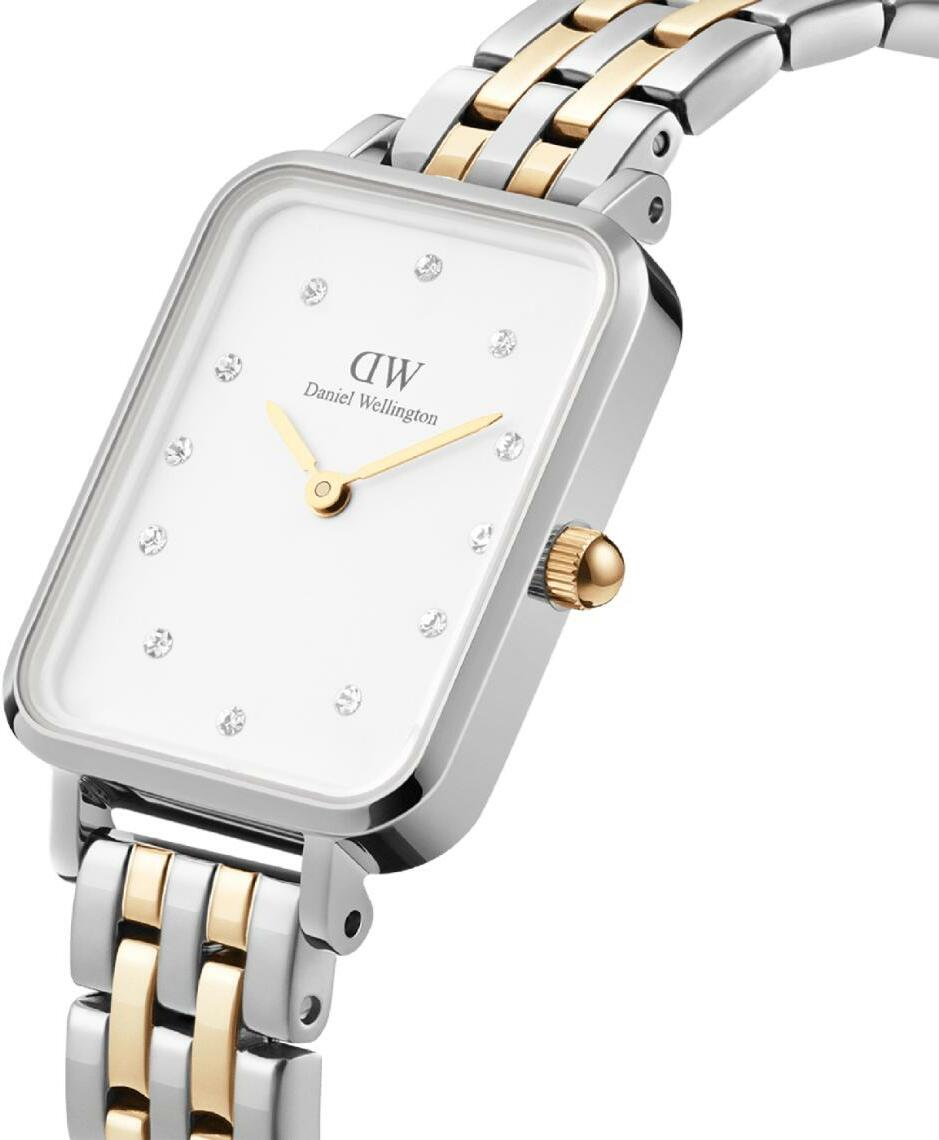 Montre Femme Daniel Wellington DW00100625 Quadro Lumine - Cadran Blanc Rectangulaire, Bracelet Acier Bicolore Argent/Or vue 2