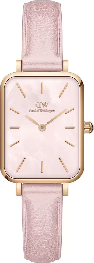Montre Femme Daniel Wellington DW00100636 Quadro - Cadran Rectangulaire Rose Nacre, Boîtier Or Rose